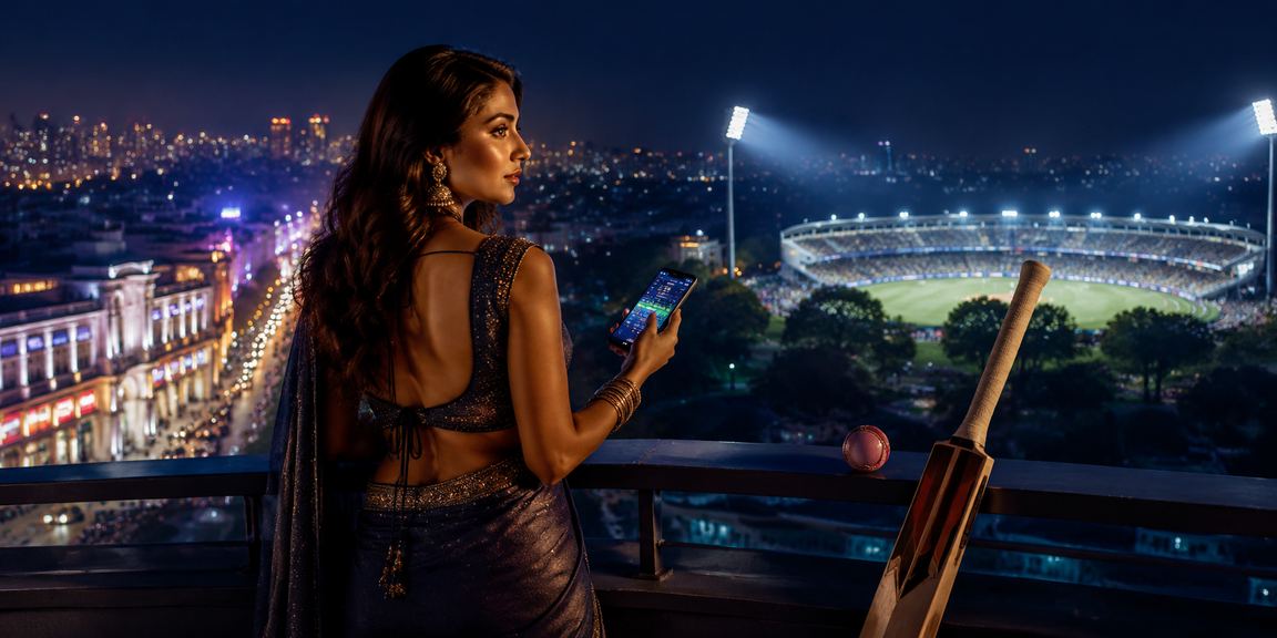 Live casino dealer hosting a game with vibrant lighting and elegant setting